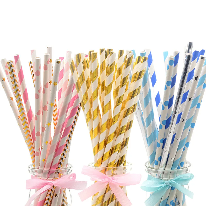 25pcs/lot New Paper Straws for Kids Birthday Wedding Decorations Event Party Christmas Supplies Creative Mixed Colors | Дом и сад