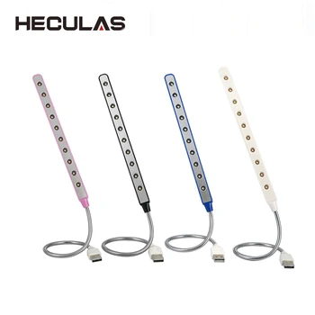 

HECULAS USB 10 Led Night Light Computer Reading Lamp Flexible Ultra Bright Mini Desk Lamp for Laptop Desktop Power Bank