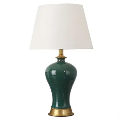 Round Lampshade Американский стиль, элегантная Зеленая Керамическая Настольная лампа для спальни, прикроватная, для гостиной, фойе, для учебы, для чтения, ночной Светильник 190119 - Цвет абажура: Round Lampshade