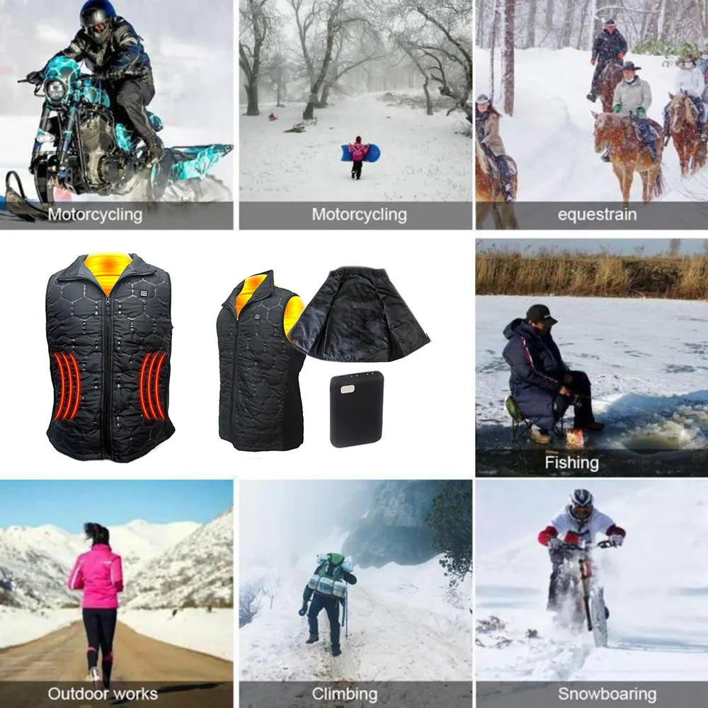 Winter USB Infrared Heating Vest Jacket Electric Thermal Clothing Waistcoat For Women Men Outdoor Hiking Camping Cycling