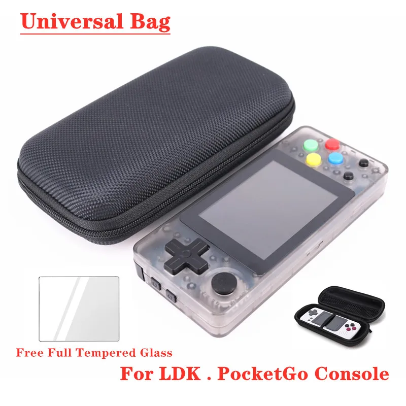 Портативный защитная сумка жесткий чехол для телефона в виде ретро-игровой консоли RS97 плюс RG350 RG300 дважды пейзаж версия и PocketGo игроки свободное закаленное стекло для RGP PocketGo дважды портативные игровые ко - Цвет: For LDK PocketGo