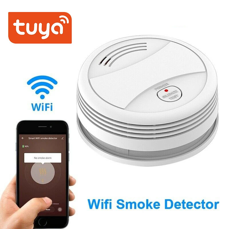 Tuya สมาร์ท Wifi เครื่องตรวจจับควันเซ็นเซอร์80DB Alarm เครื่องตรวจจับควันไฟ Wifi Fire Protection Home Security Alarm Smart Life APP 1