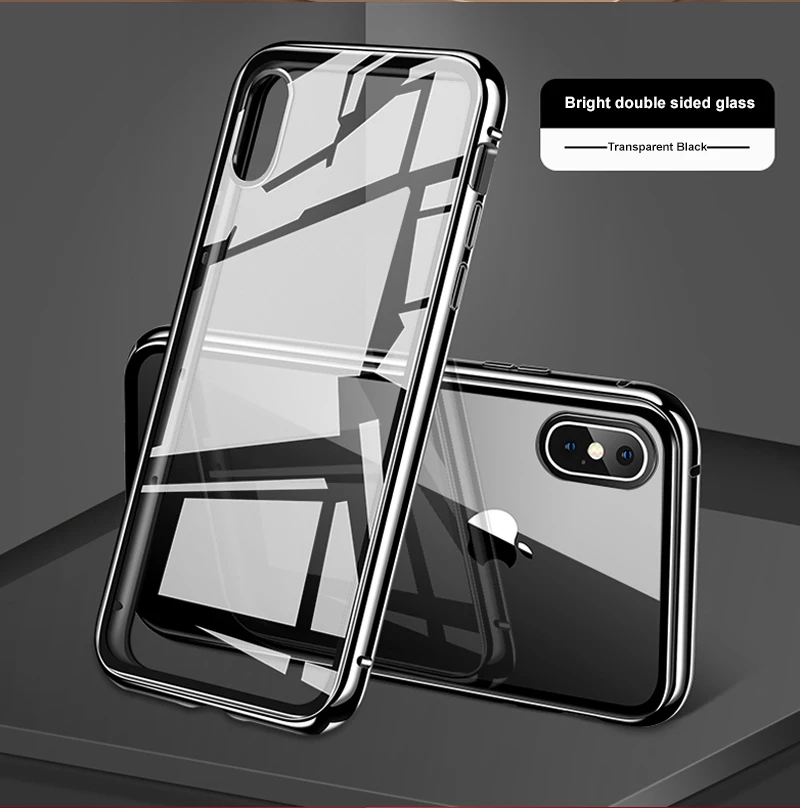 Магнитный чехол для Iphone XS MAX XR X XS 78 6 6S plus Адсорбция магнитного металла двойное закаленное стекло чехол