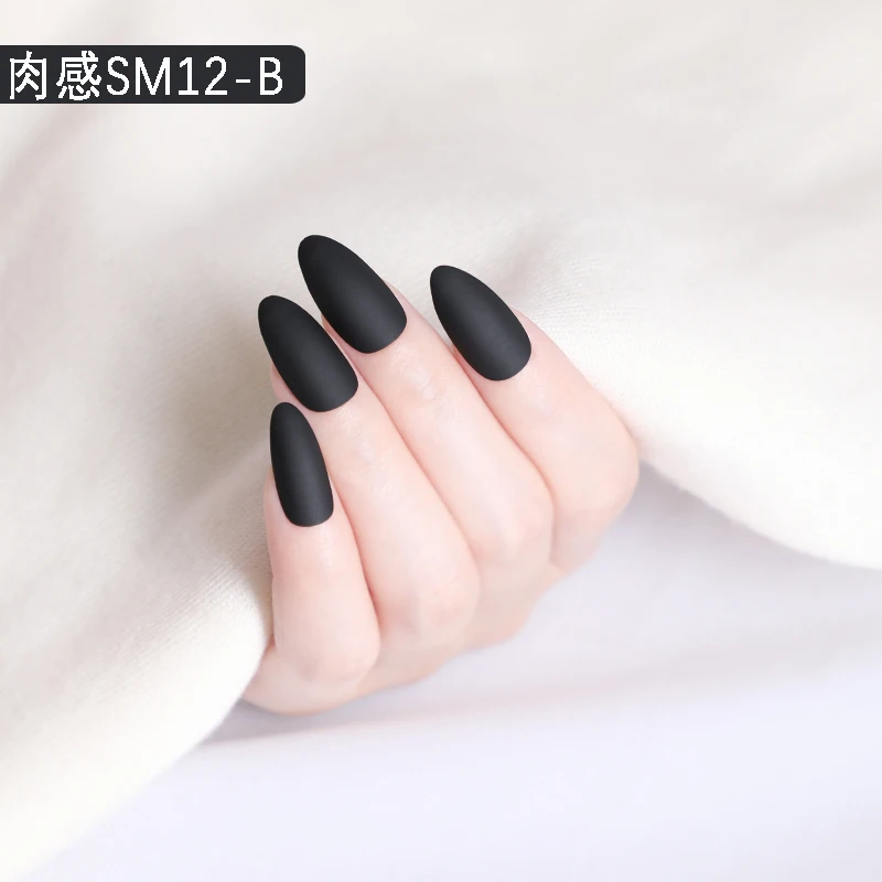 

False Nail 24pcs Women Nail Art Decorations Fake Nails Tips Patch Solid Color Frosted Matte Full Cover stiletto Long Nail Tips
