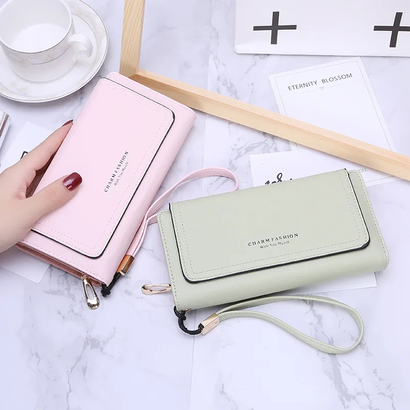 

Wallet female long 2020 new Korean version cute simple small fresh student three-fold zipper wallet wallet