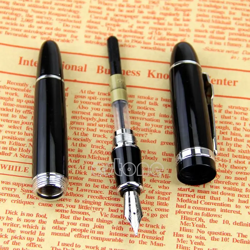 Jinhao 159 черный и серебристый М перо авторучка Толстая L41E