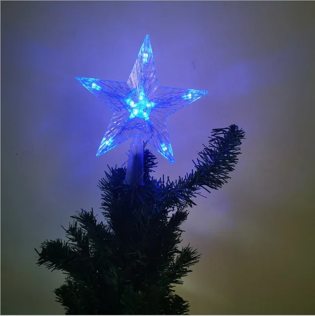 Рождественская елка Топпер светодиодный светильник звезда дерево домашний вечерние орнамент с рождественской елкой Декор елочные игрушки для украшения - Цвет: Small Blue