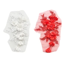 2 шт. вышитые бисером кружевные свадебные вышитые бисером цветы нашивки для одежды Свадебные Diy украшения на платье железо на шитье Appl