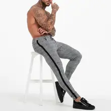 Спортивные брюки для мужчин, повседневные брюки-карандаш, с принтом, для бодибилдинга, с гибкой талией, длинные брюки с эластичной талией, обтягивающие брюки