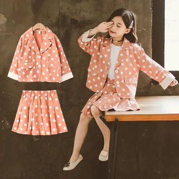 

Clothing Sets Autumn Winter Toddler Girls Clothes Outfit Kids Girl Suit Children Teen Girl Korean Polka Dot Blazer Jacket Skirt