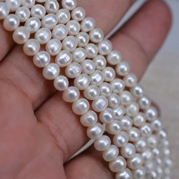 ICNWAY 15inch  Natural Freshwater Pearl 5-5.5mm  White Round  Beads for Silver 925 Jewelry Making Necklace Bracelet Earring 1