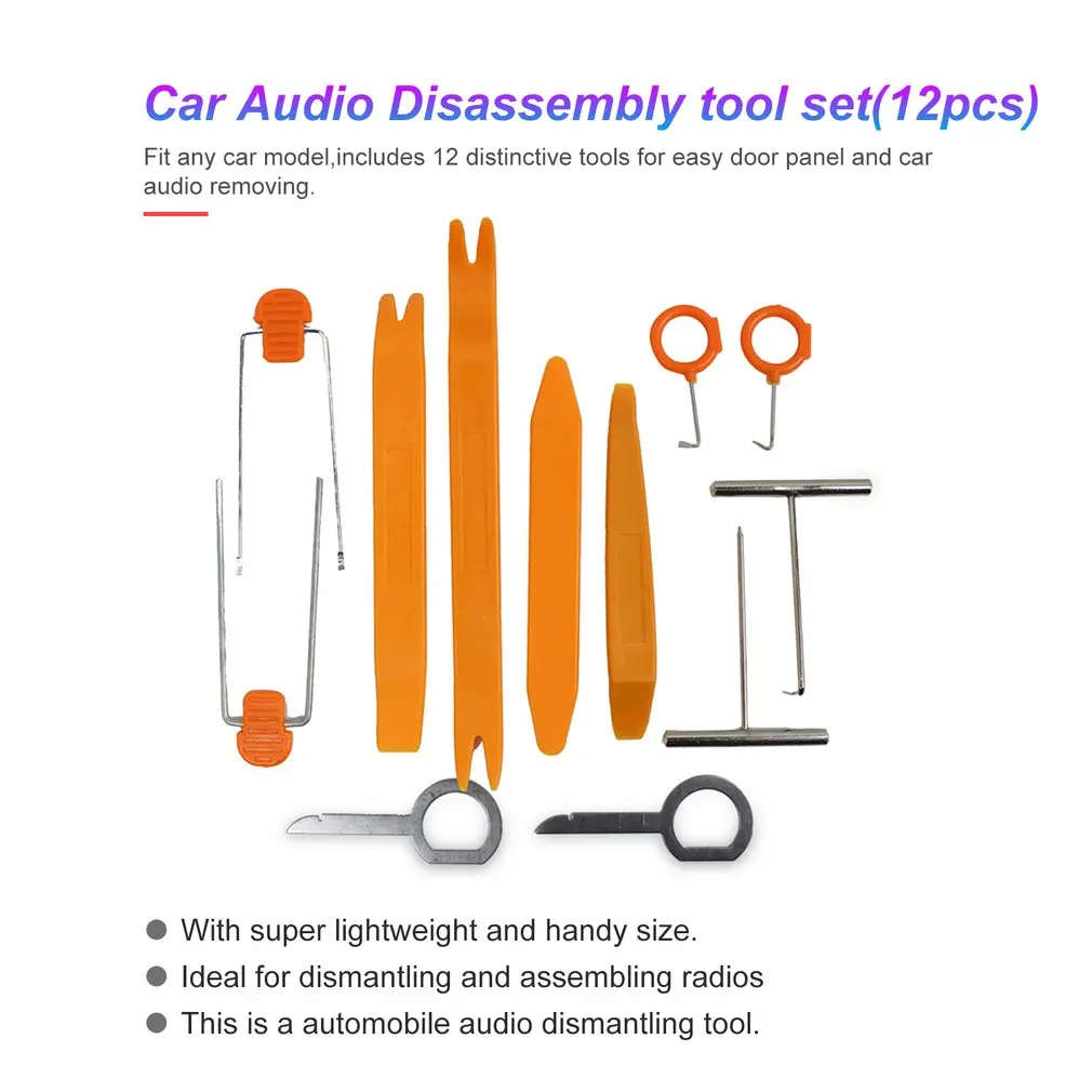 12Pcs Car Audio Disassembly tool Auto Panel Trim Dash Removal Open Installer Repairing Pry Tools Kit Plastic