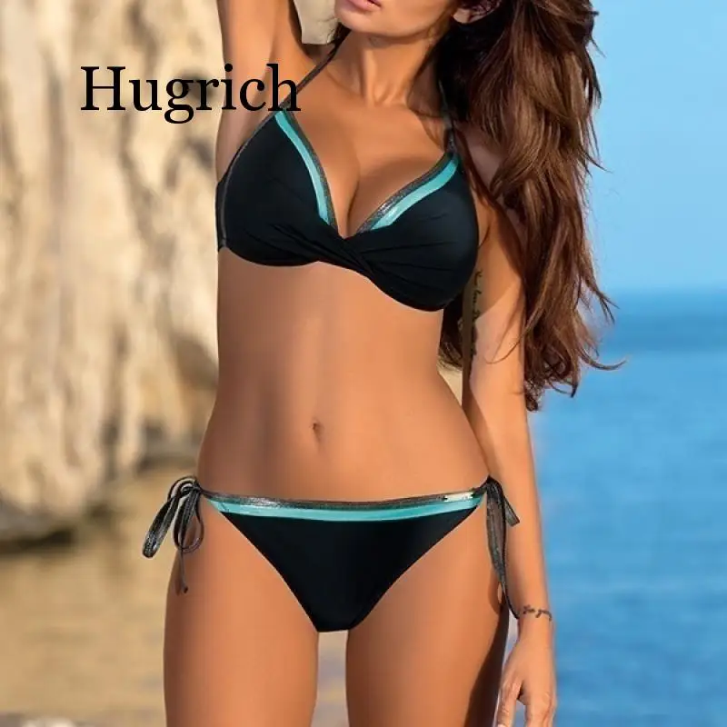 Womens Push Up Two Piece Bikini Swimsuits Sexy 2020 Summer Hot Bathing Suit Triangle Side Knot Thong Swimwear Padded Adjustable