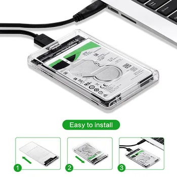 

Newest 5 Gbps Box Hard Drive Enclosure Support 2TB UASP Protocol Transparent 2.5 Inch HDD SSD Case Sata To USB 3.0 Adapter Free