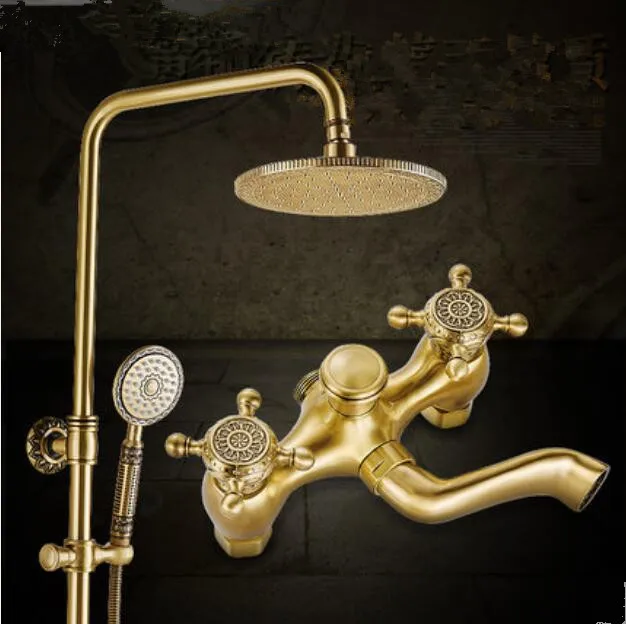 antique bronze Vidric Смесители Для ванны и душа латунь античная латунь настенный смеситель для душа в форме дождя краны Ретро стиль двойная ручка ванная душ - Цвет: antique bronze