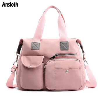 

Ansloth Waterproof Nylon Travel Bag For Women Bag Solid Color Travel Handbag Lady Big Shoulder Bag Female Travel Duffels HPS809