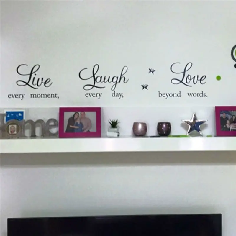 Live Every Moment Laugh Every Day Love Beyond Word Inspirational Quotes Wall Art Stickers Bedroom Home Decoration Diy Pvc Decal