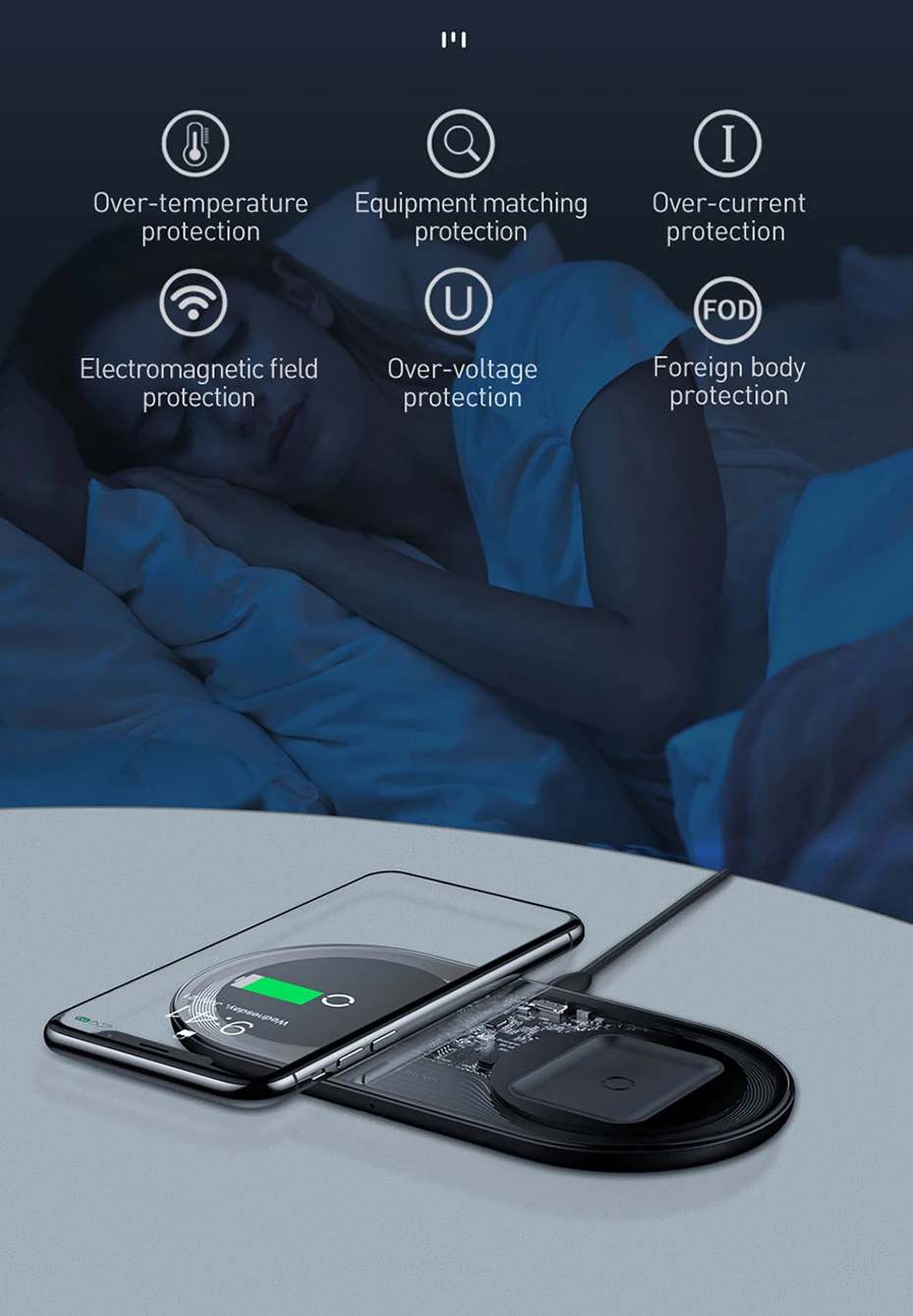 Carregador sem Fio Almofada de Carregamento sem Fio Visível para Samsung Carregamento para Airpods Duplo de 15w para Iphone Baseus xs xr Galaxy Note 10 Plus Nota 9 8 S10 s9 11 Pro Max x 13 Baseus Carregador sem fio duplo de 15W