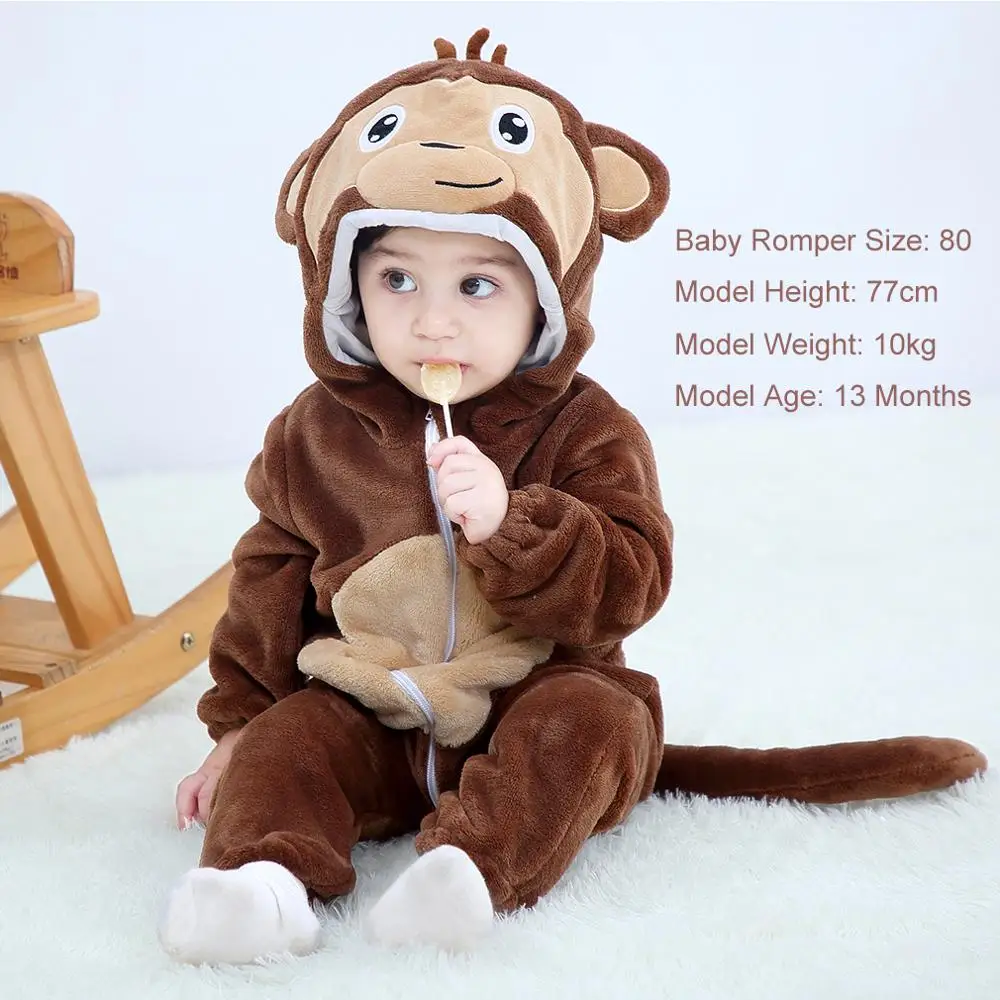 Комбинезон для маленьких девочек и мальчиков; фланелевый зимний комбинезон с рисунком лисы из мультфильма для новорожденных; одежда для маленьких девочек ropa de bebes - Цвет: monkey