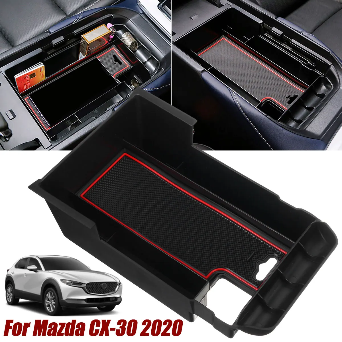 Auto Car Armrest Storage Box Center Organizer Glove Tray Holder Box for Mazda CX-30 CX30 2019 2020 2021