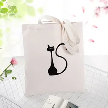 Кошка Холст сумка на заказ Печать Логотип Сумка текст DIY ежедневное использование Экологичные многоразовые хозяйственные сумки переработка