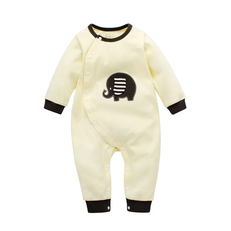 Детская одежда для новорожденных; сезон осень-зима; Хлопковый вязаный детский комбинезон с длинными рукавами; Размер 0-12 месяцев - Цвет: Light yellow