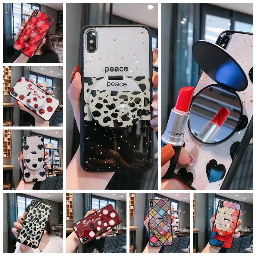 

AIPUWEI fashion Drip check mirror bracket cover For iPhone 6 6s 7 8 Plus X XS Max phone cases For iPhone 11 pro max shell stand