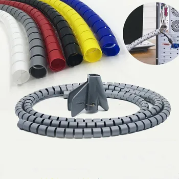 

1M Flexible Spiral Tube Clips cable sleeves 8-42mm Pipe Wrap Cord Protector for Office Home Wire manager Storage Organizer