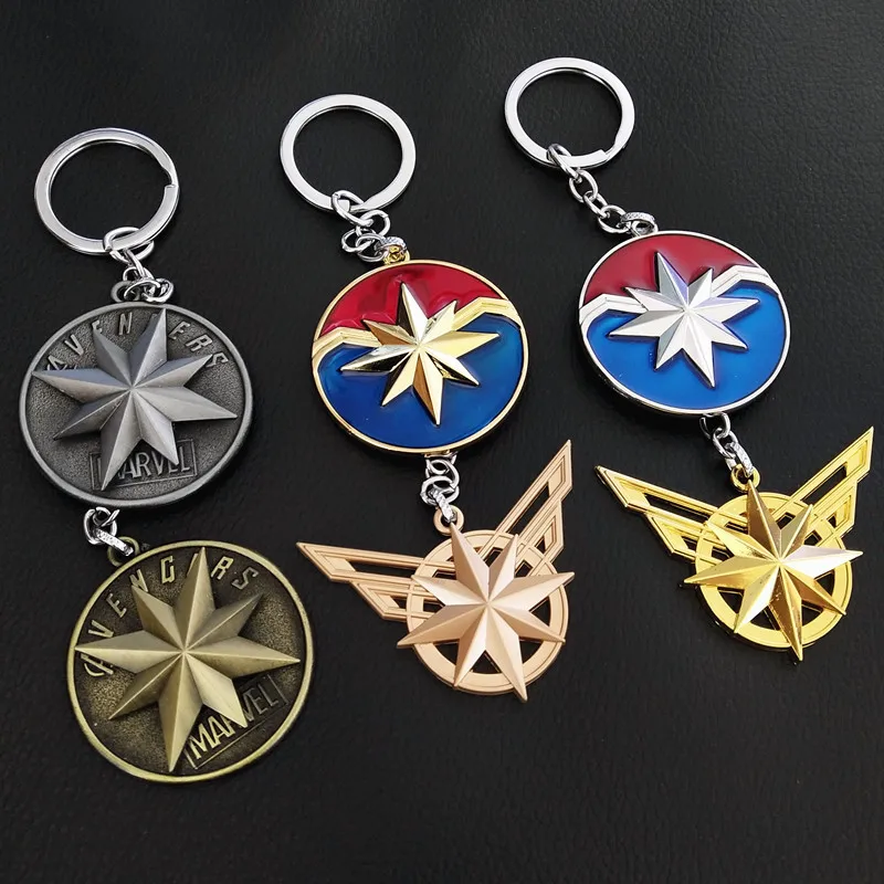 

Captain Marvel Keychain Vintage Metal Pendant Key Holder Women Men Bag/Car Key Accessory 10pcs/lot
