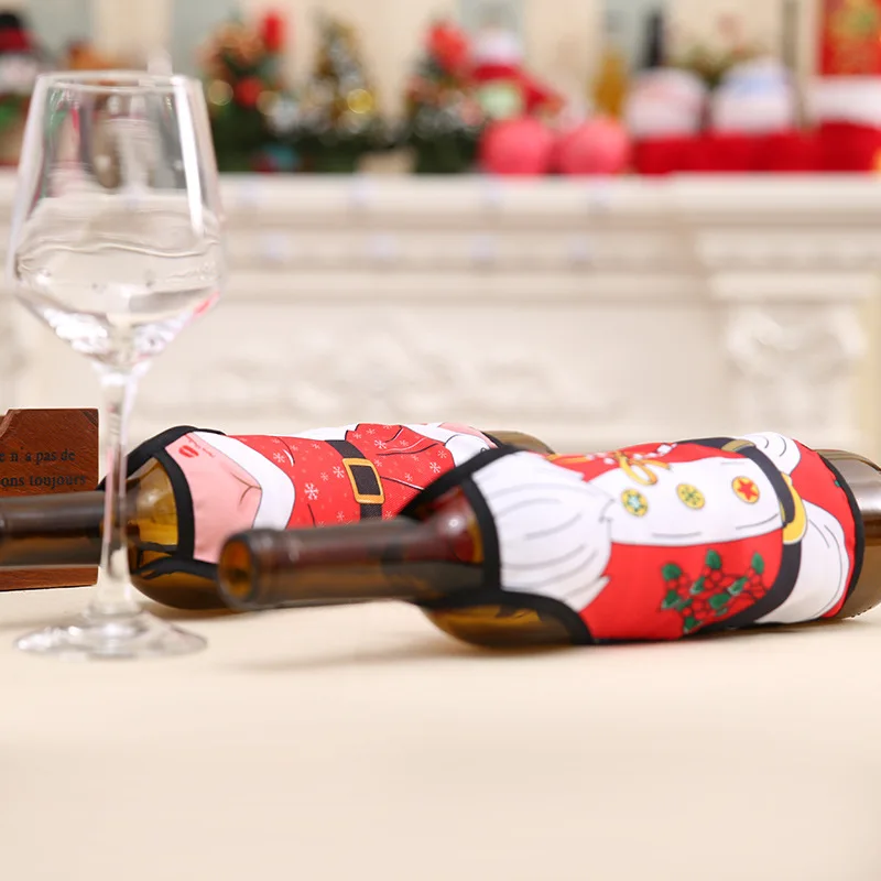 1 шт. рождественские украшения для дома Санта Клаус винный фартук для бутылки снеговик чулок держатели для подарков Рождественский Декор год