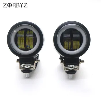 

ZORBYZ Motorcycle LED Passing Spot Fog Light With Angel Eye Light Mount Bracket Clamp For 25-35mm Roll Guard bar Tube