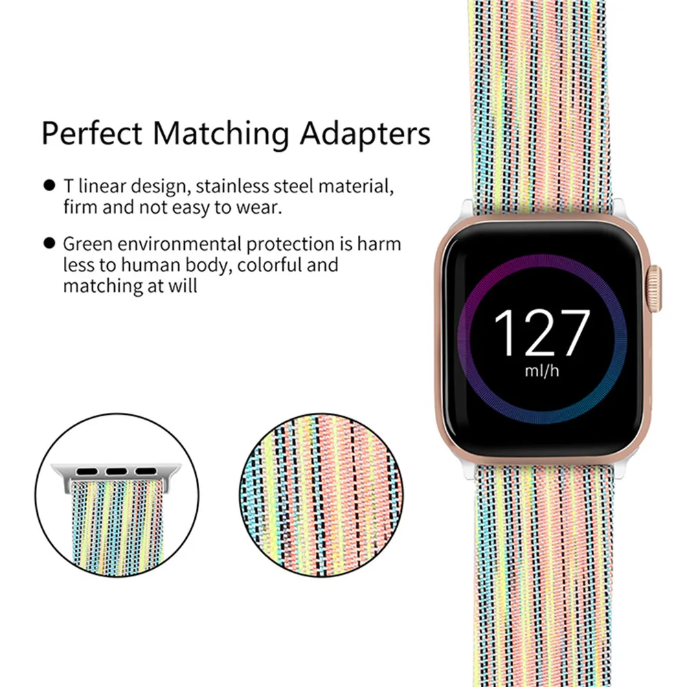 38 мм/42 мм холщовый ремешок для часов Ремешок для наручных часов Apple Watch 1/2/3/4 Замена повязки на запястья-браслеты Ремешки для наручных часов iWatch 1/2/3/4