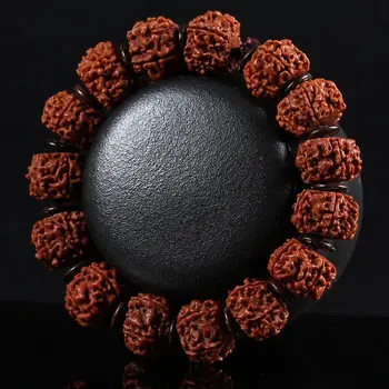 

LETSFUN Fine Jewelry Five Petal Rudraksha Bodhi Seeds Tibet Buddhism Elastic Amulet Bracelet Free Shipping