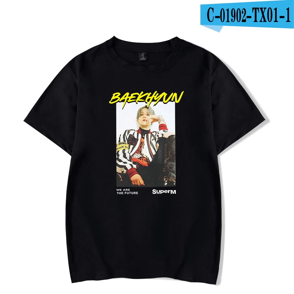 SuperM Vogue, футболка, официальный стиль, женская футболка, Ulzzang Harajuku Kpop SuperM, короткий рукав, графическая футболка, летний топ - Цвет: black