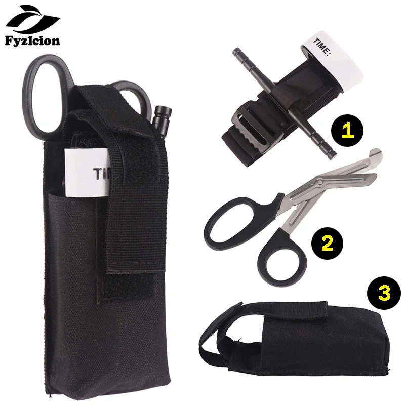 

Tactical MOLLE First Aid Kit Medical Tourniquet Bandage EMT Medical Scissors Outdoors Save Oneself Survival Kits