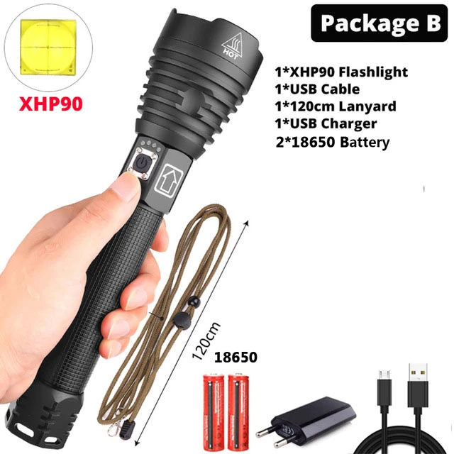 Самый мощный XHP90 светодиодный фонарик XLamp Zoom Torch XHP70.2 USB Перезаряжаемый тактический фонарь 18650 или 26650 ходовой охотничий фонарь - Испускаемый цвет: B