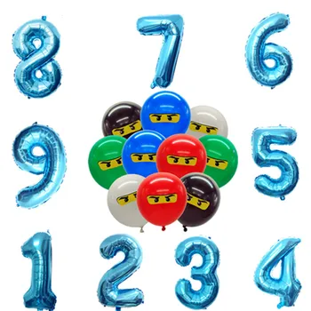 

32inch123th Masked boy Ninjagoing Theme Balloons Boys Kids Birthday Party Decoration 12inch Latex Ninjago Balloon Party Supplies