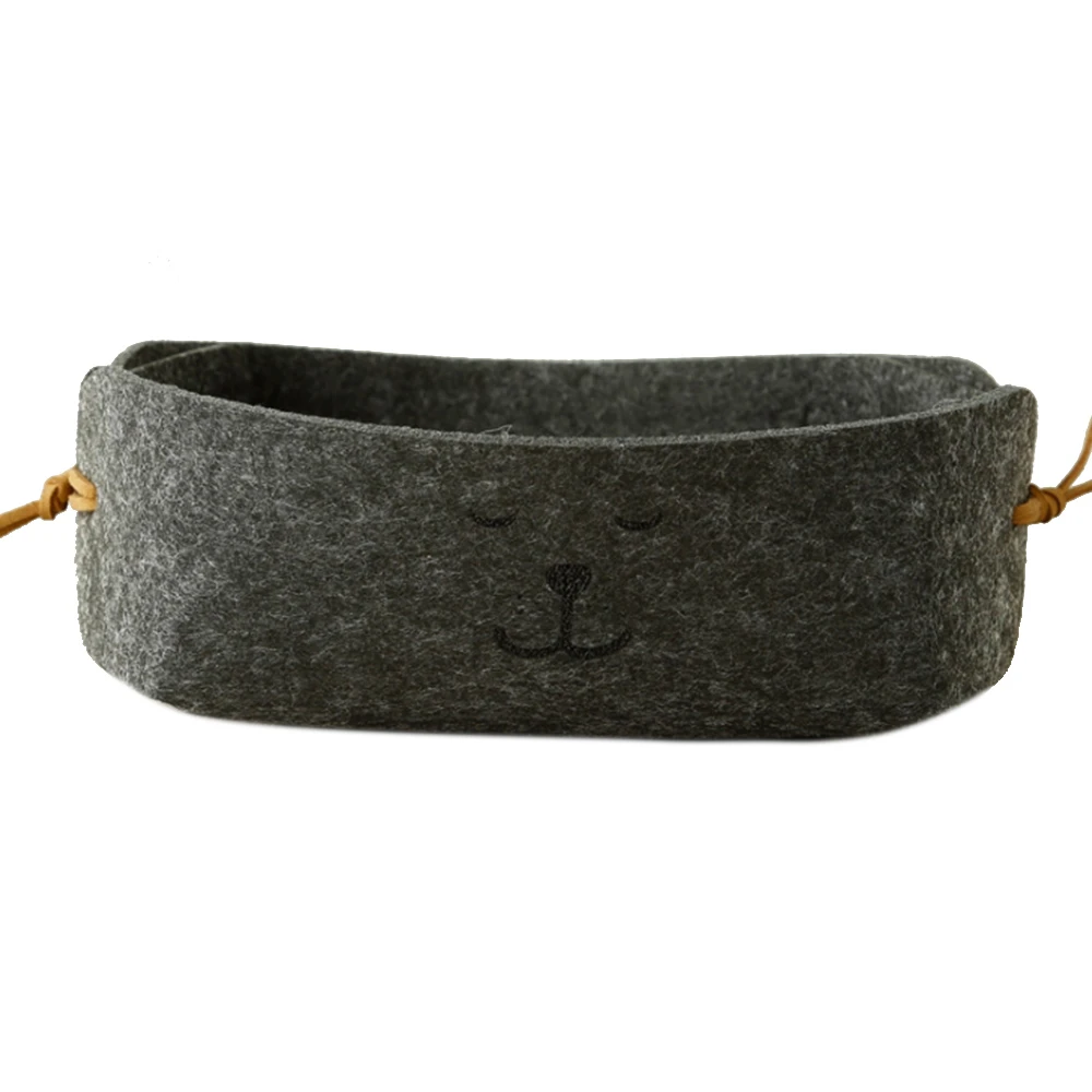 

Smile Felt Storage Basket Hallway Entrance Key Small Storage Box Nordic Candy Color DIY Foldable Office Desk Home Supplies