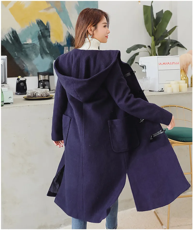 DHfinery Женское шерстяное пальто для груди 102-134 см зимнее элегантное двубортное длинное винтажное шерстяное пальто размера плюс XL-5XL B806