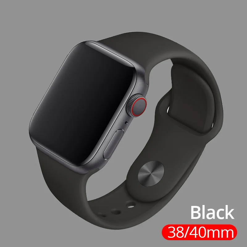 PZOZ мягкий силиконовый сменный спортивный ремешок для Apple Watch серии 1 2 3 4 5 42 мм 44 мм браслет на запястье ремешок для iWatch 38 мм 40 мм - Цвет: 38 40mm Black