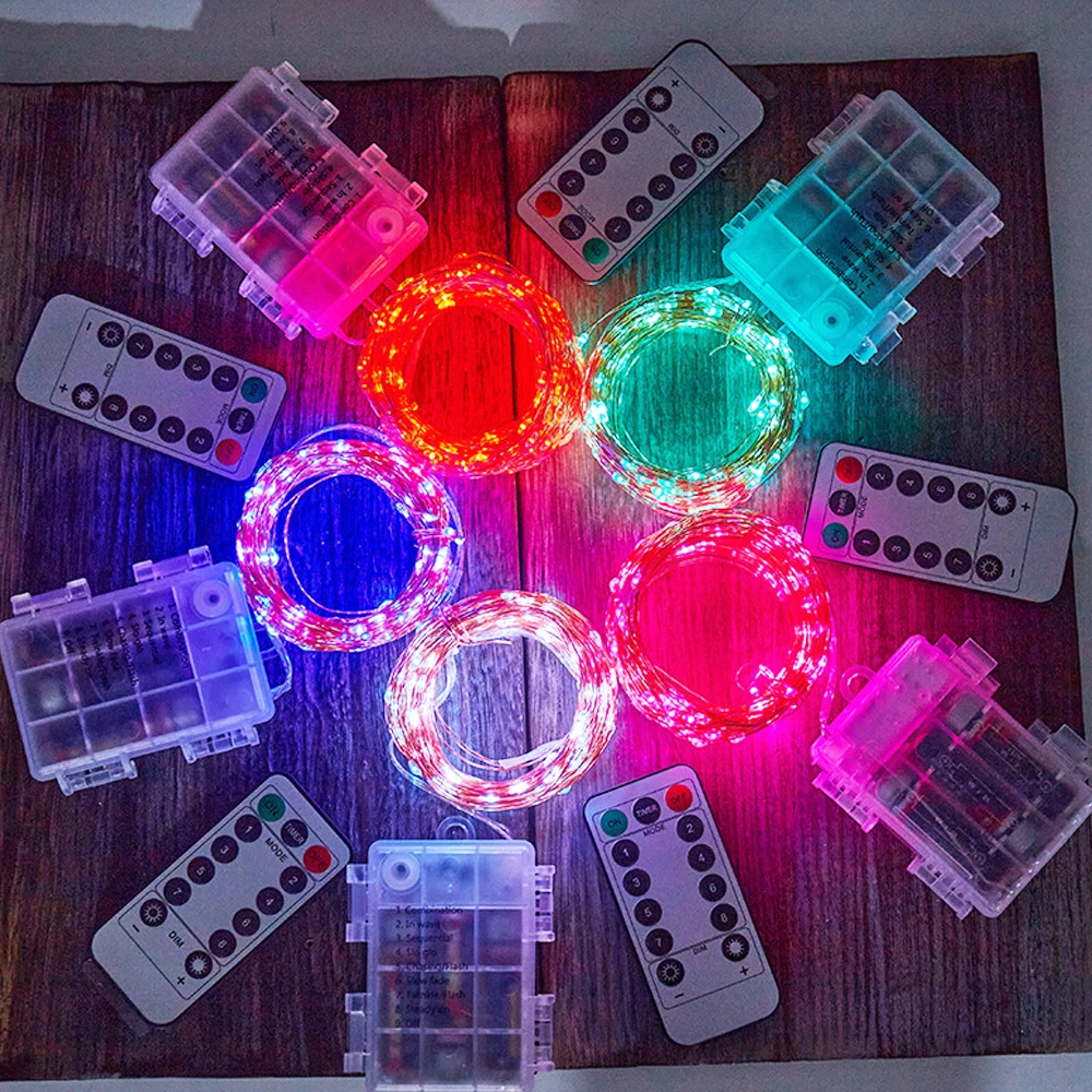 thumbnail image 5 of Lámpara de alambre de cobre LED de 4,5 V CC, control remoto, 8 modos de parpadeo, caja de batería, cadena de luces de alambre de cobre, luces de decoración navideña, 5 of 5