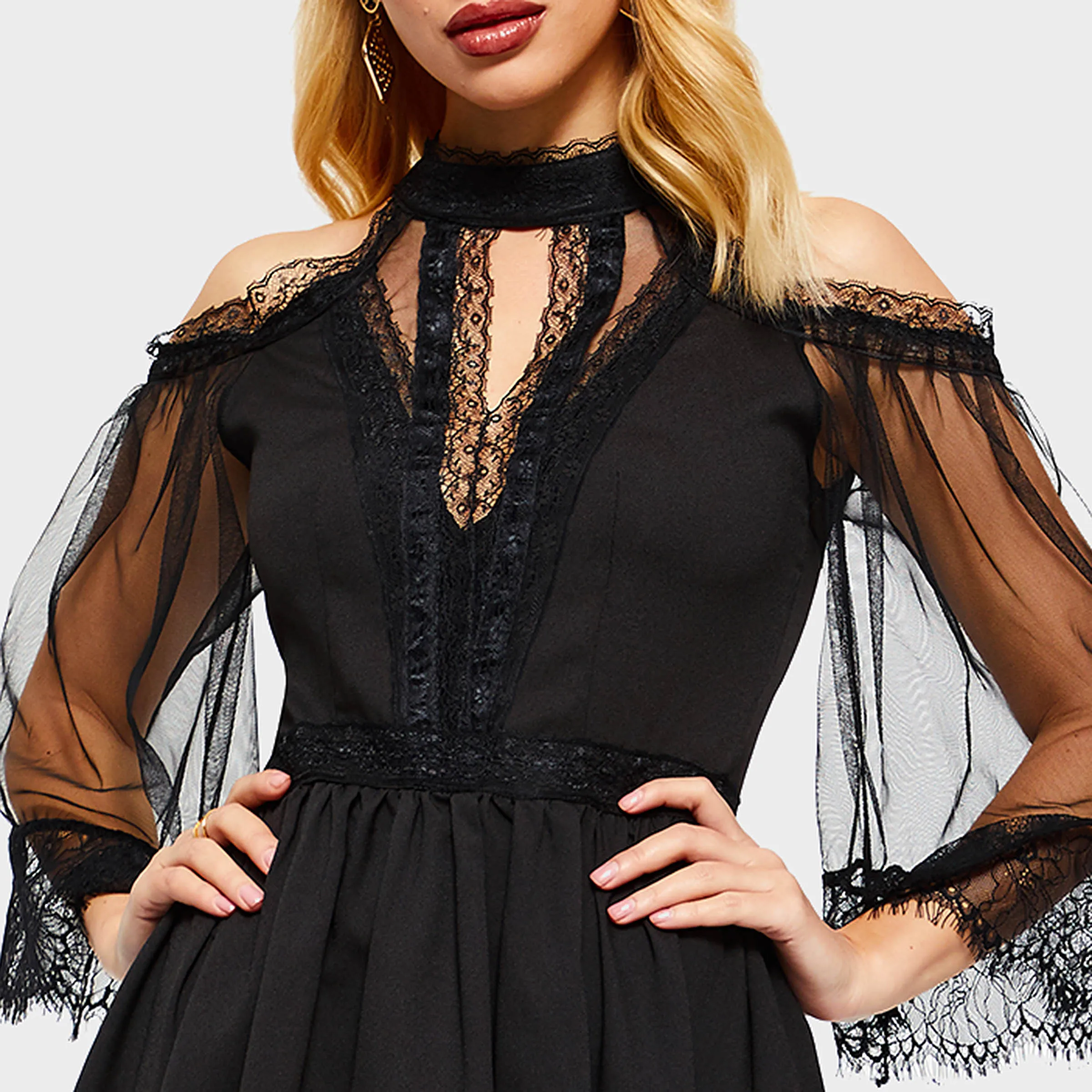 Rosetic готическое элегантное винтажное черное Сетчатое кружевное платье модные тонкие вечерние сексуальные платья Bella Morte Maiden Wicked шкатулка Cutie платья в готическом стиле