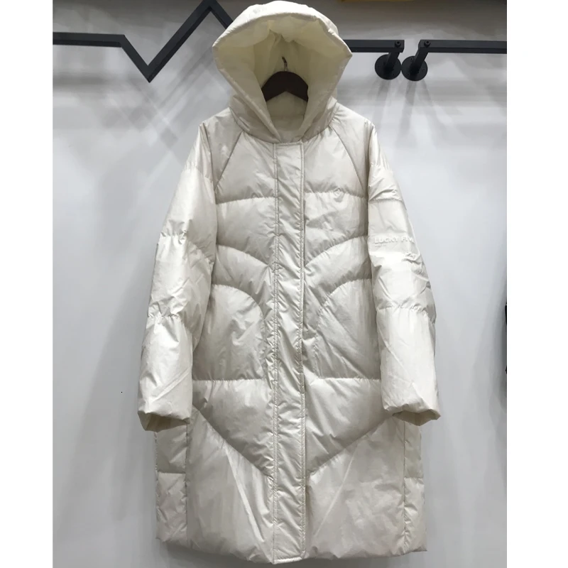 white SHENGPALAE,, зимний теплый пуховик, женская одежда, новое плотное длинное пальто с капюшоном размера d, Корейская женская куртка размера плюс 9A426 - Цвет: white