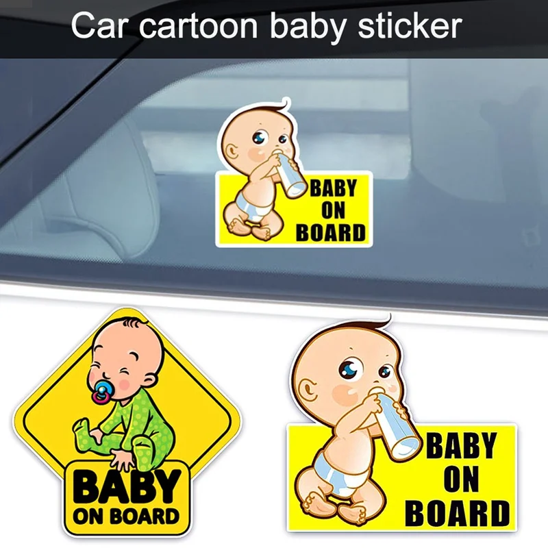 

Car Sticker Lovely Cartoon BABY ON BOARD Baby Drinking Milk Pattern Sticker Color Reflective Warning Sticker Waterproof