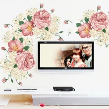 Богатый пион три поколения съемные наклейки на стену телевизор диван спальня гостиная Фоновые наклейки AY927ab