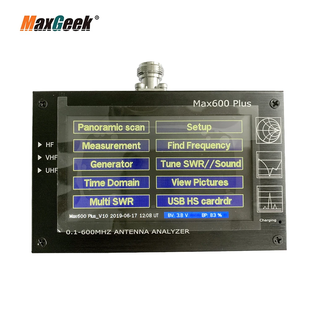 Max600 Plus анализатор HF/VHF/UHF антенны 0 1 600 МГц w/4 3 &quotTFT LCD сенсорный экран VS MINI