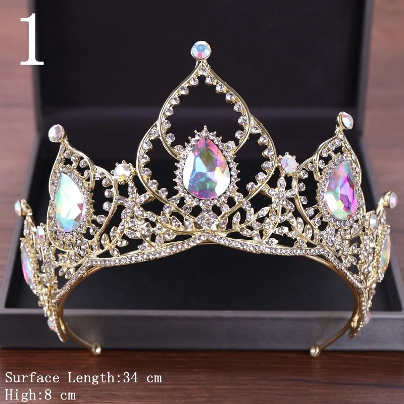 Vintage Baroque Queen Tiara Diadem Gold Wedding Crystal Rhinestone Crown Tiaras Bridal Hair Jewelry Wedding Hair Accessories - Jewelry - AliExpress