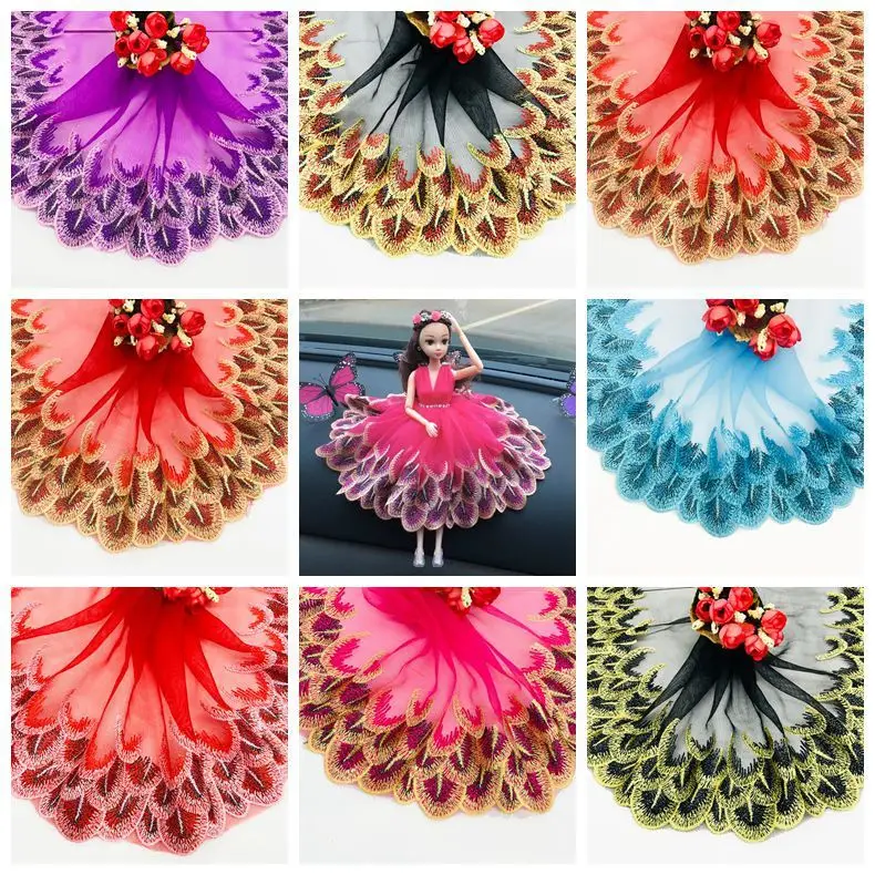 

Super Quality Lace Trim Cloth Three Layer Embroidered Lace Trim DIY Accessories Lace Fabric Width 18cm 10 Yards/ Lot