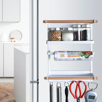 

Side Refrigerator Magnetic Suction Free Punching Storage Rack Spice Kitchen Shelf Storage Organizer Wall Rack Max. Load 8kg
