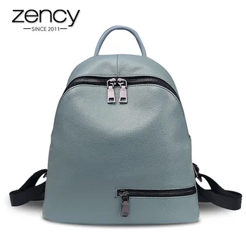

Zency 100% Genuine Leather Women Backpack Daily Casual Travel Bag For Lady Small Beach Knapsack High Quality Students Schoolbag